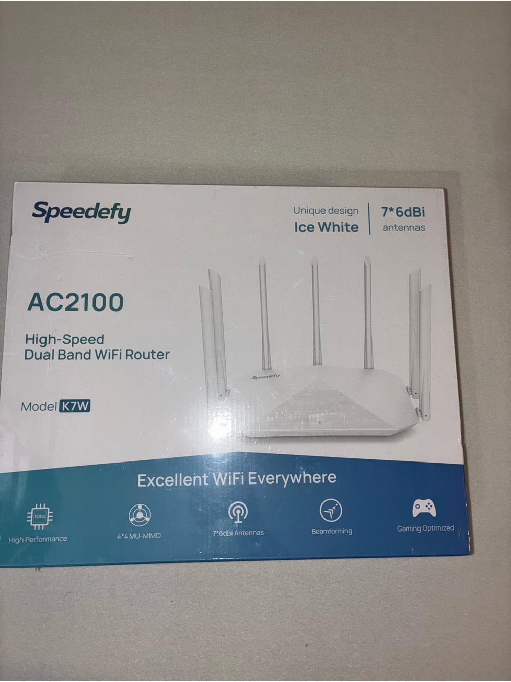 AC2100 Dual-Band WiFi Router in Ice White (Model K7W)